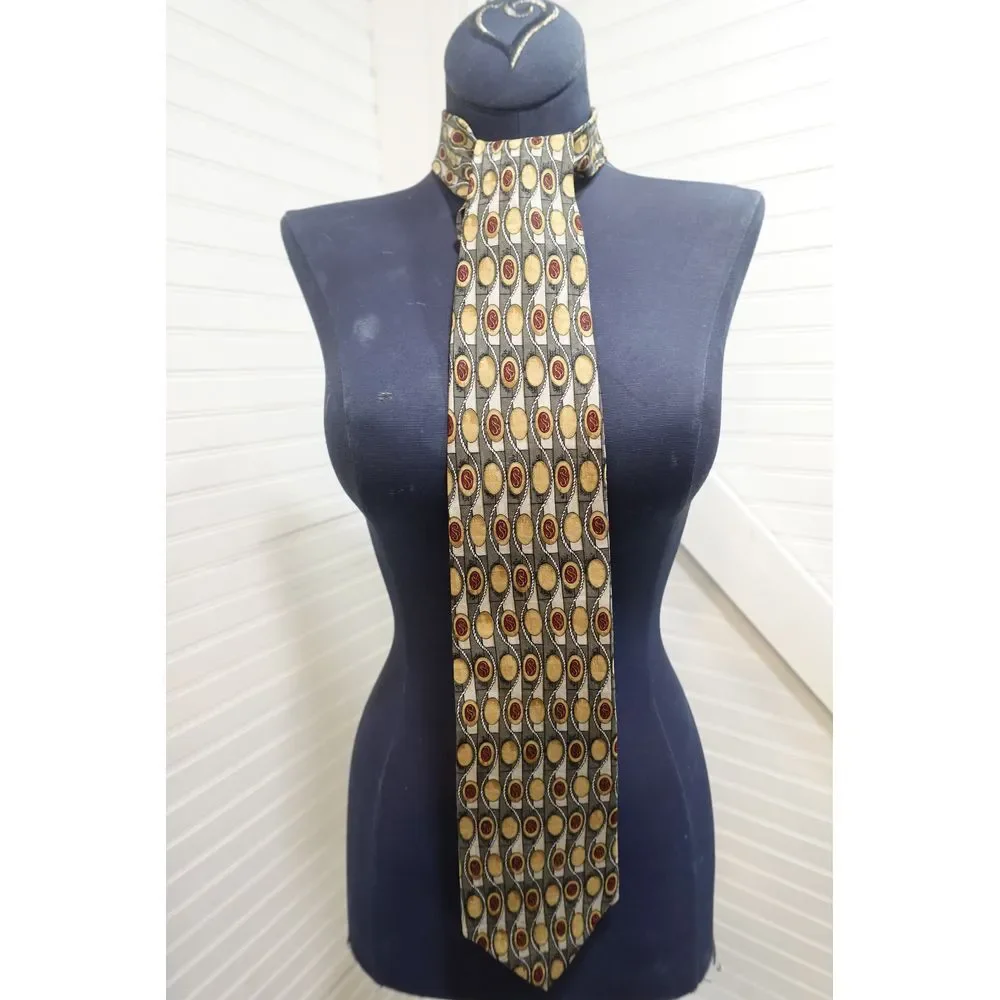 Vintage Shore &‎ Singer Neck tie 100% silk Retro Made In USA Geometric